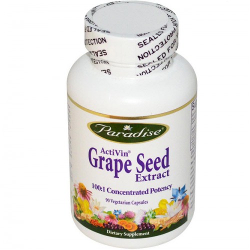 อาหารเสริม ยี่ห้อ Paradise Herbs, ActiVin, Grape Seed Extract, 90 Veggie Caps